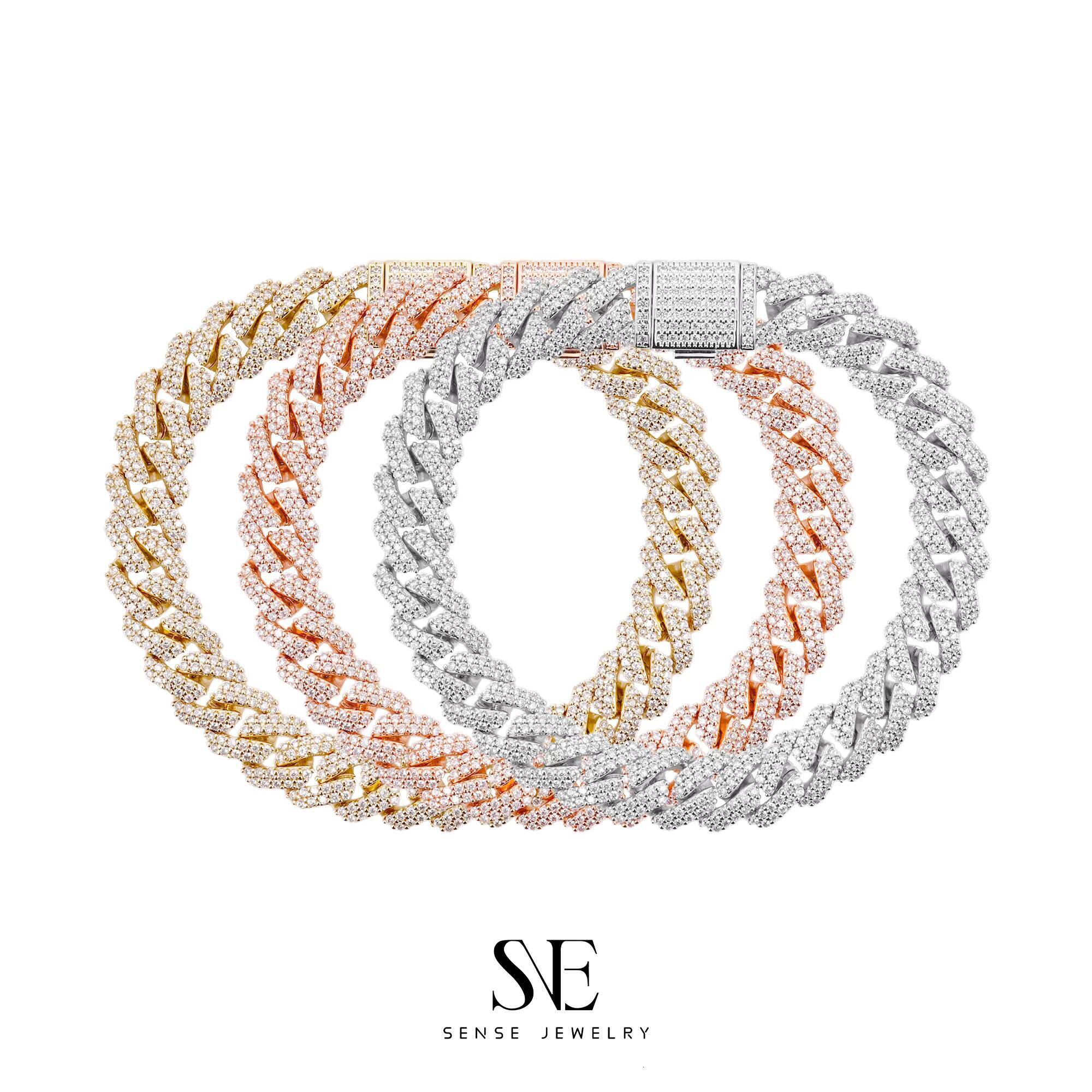 Elegant Durable Handcrafted Hip Hop Miami Cuban Link Wedding Jewelry Set Moissanite Bracelet Bangle