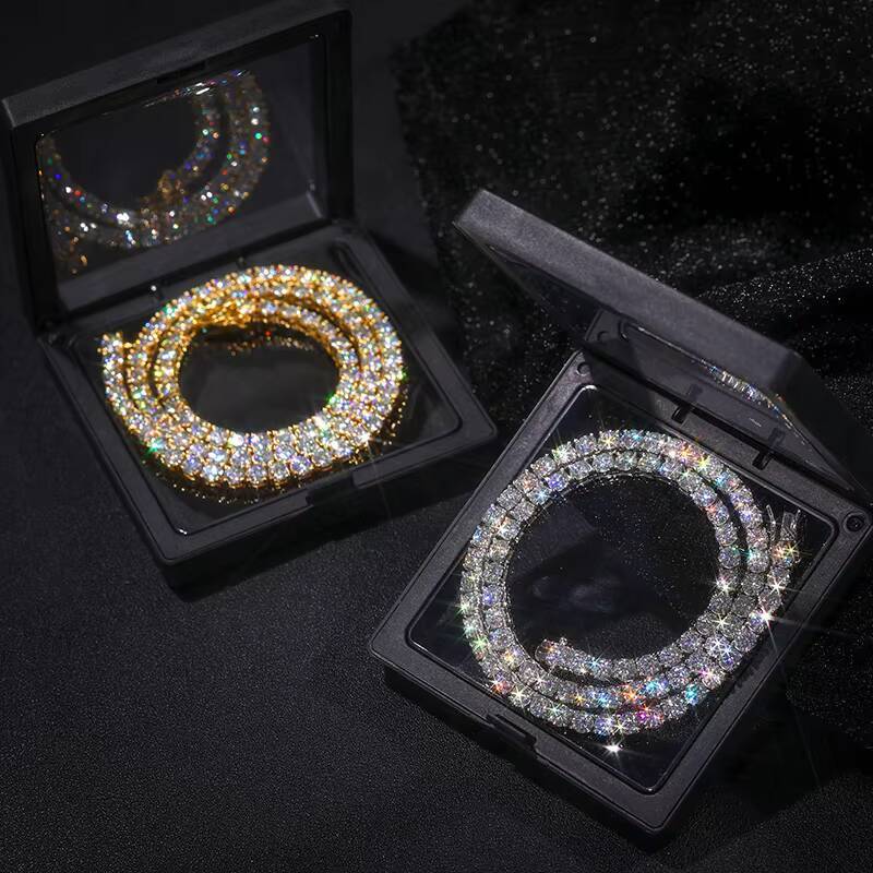 High Quality 3MM Tennis Chain Moissanite Vvs 5A CZ Iced Out Round Brilliant Cut Diamond Gold Plated Fine Necklace for Men Women