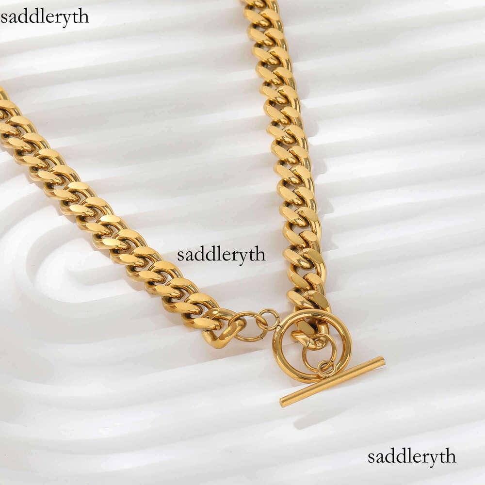 Tarnish Free Waterproof 8MM Joolim Jewelry Gold Plated Chunky Toggle Cuban Chain Stainless Steel Necklace