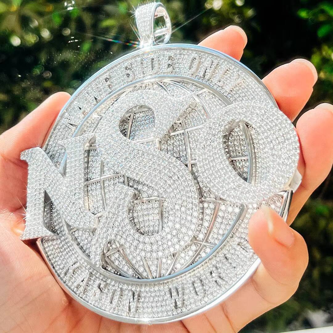 Factory Custom Iced Out VVS Moissanite Diamond Hip Hop Name Letter Pendant Pass Diamond Tester Men 925silver Number Pendant