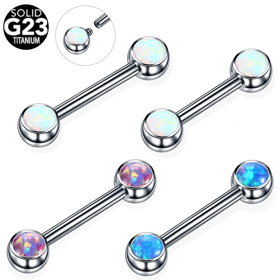 1PC Opal Nipple Shiled Bars Piercing 14G Internally Thread Sexy Mamilo Piercings Tongue Barbell Piercing Jewelry 250722