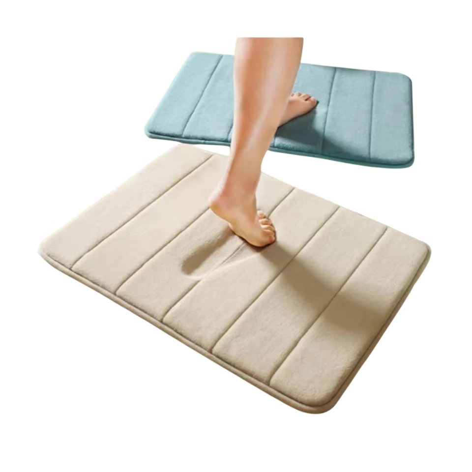 NEW Home Bath Coral Fleece 35D Bathroom Carpet Water Absorption Non-slip Memory Foam Absorbent Washable Rug Toilet Floor Mat