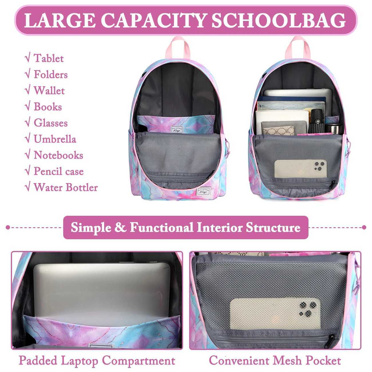15 Inch Waterproof School Backpack for Boys and Girls Casual Daypack with Double Compartments Y250722