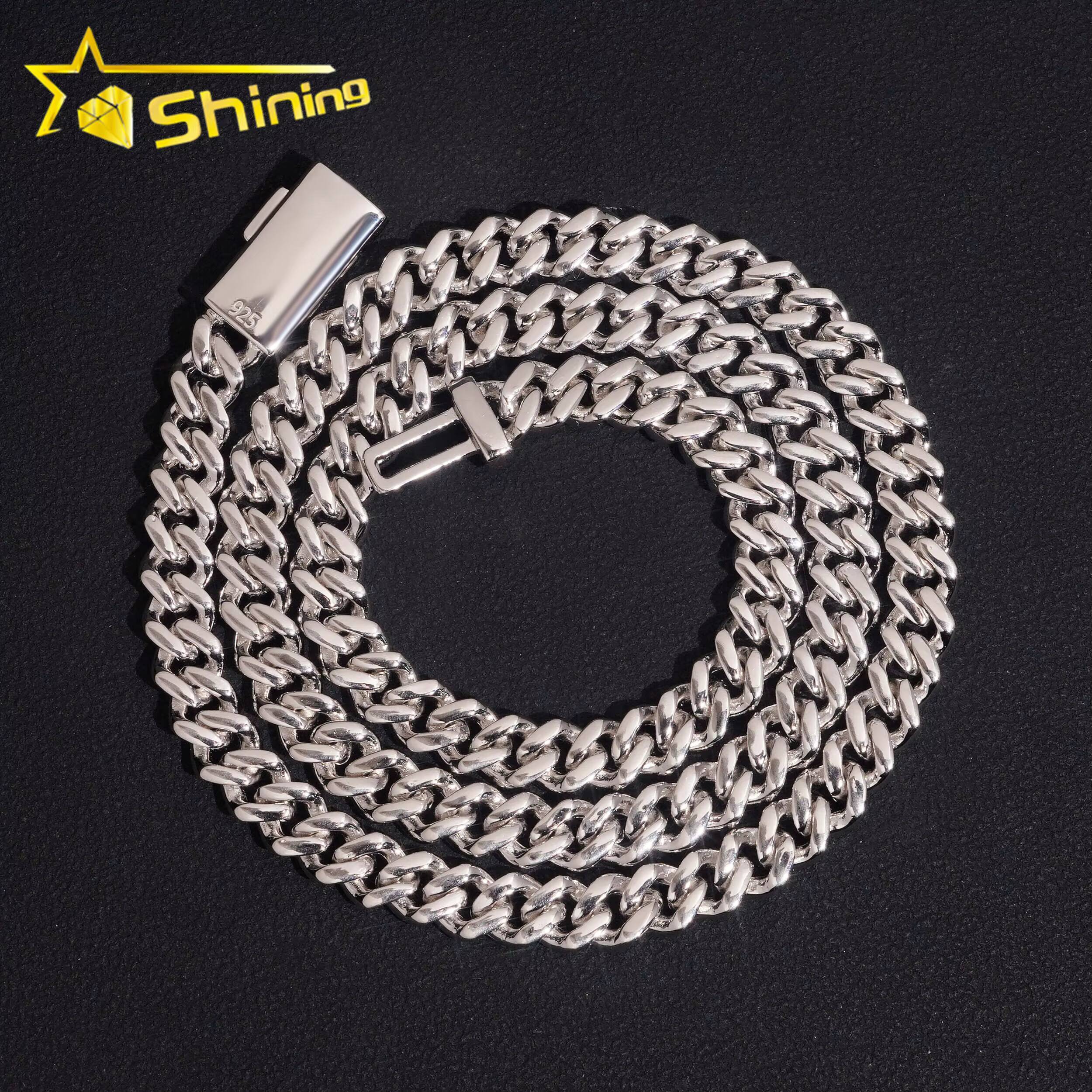 Hot Selling USA Warehouse Ready to Ship 6mm 925 Solid Silver Hip Hop Jewelry Iced Out VVS Diamond Cuban Link Chain Moissanite
