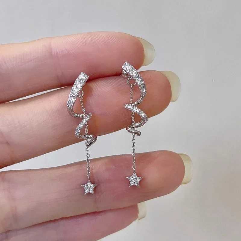 Trend Long Tassel Star Dangle Earrings for Women Light Luxury Spinning Spiral Crystal Snowflake Earrings Christmas Party Jewelry XJ250722