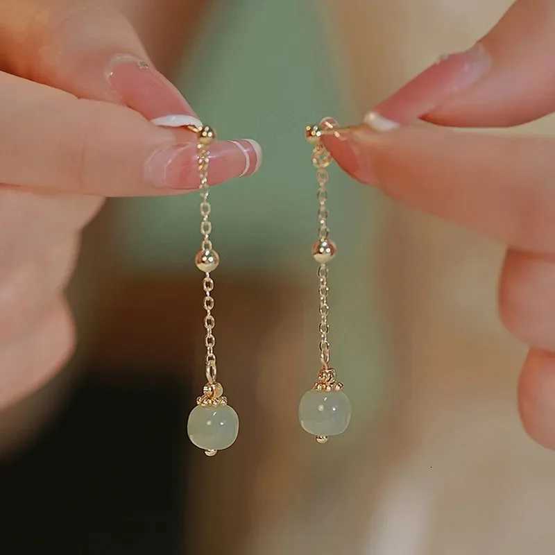 Hetian Jade Long Earrings Female Fringe Ear Line Ancient Chinese Style Hanfu Cosplay Accessories Ethnic Jewelry for Women Girls XJ250722
