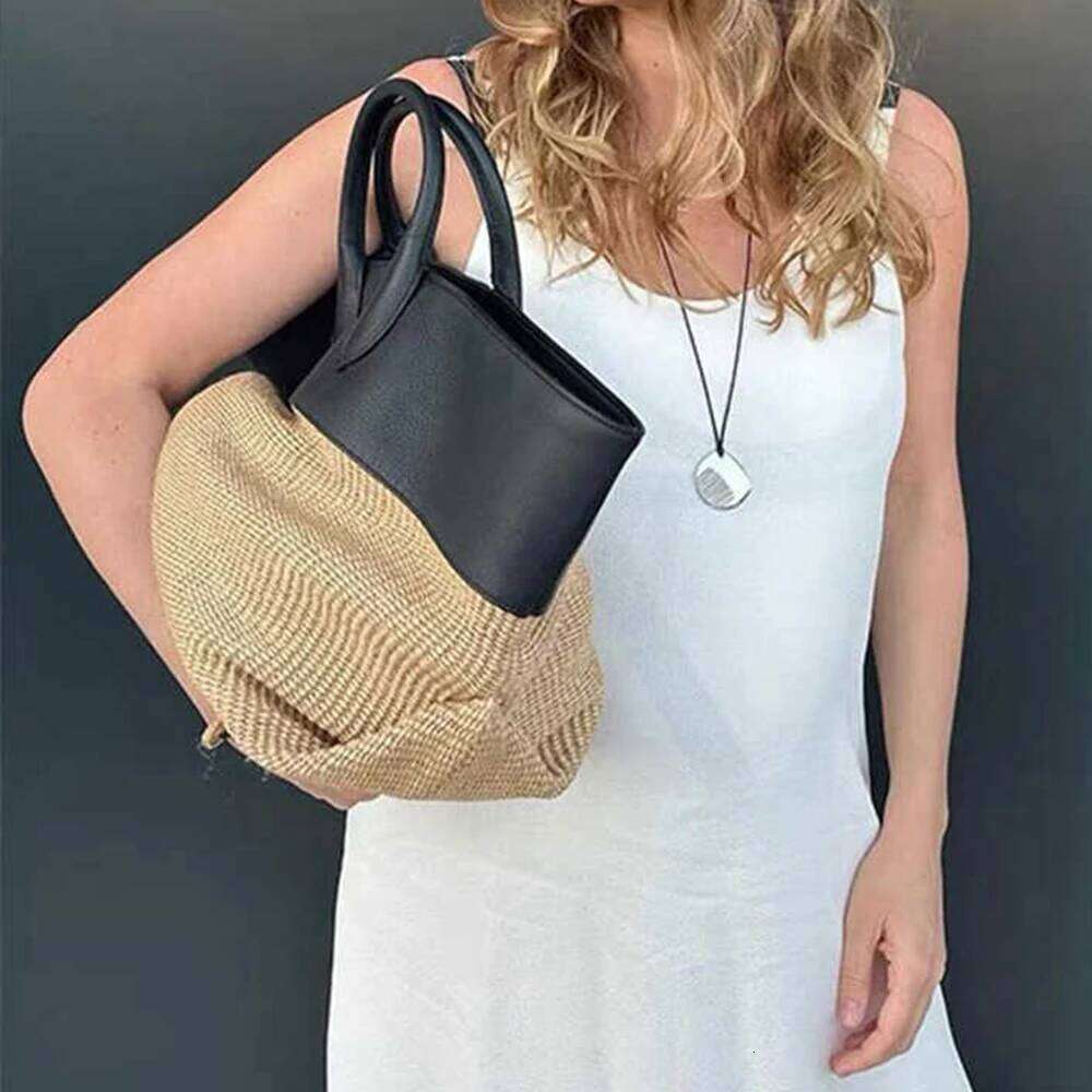 Bohemian Patchwork Straw Large Capacity Travel Beach Bags for Women Top Handle Handbags Woven Shoulder Bag Shopper Tote New