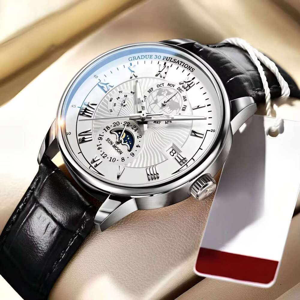 DHwatches POEDAGAR Men's Slim Waterproof Watch - Luminous, Date Display, 50M, Ultra-Thin 7mm, Stainless Steel Band, Quartz Movement