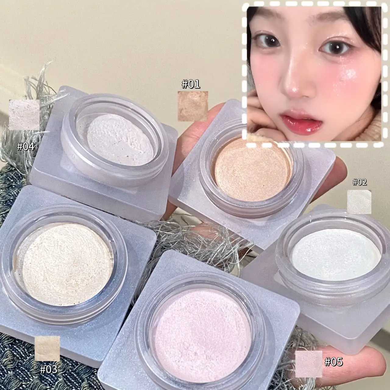 Highlighting Powder Lescent Fine Mashed Soft Texture Non-Flying Powder Natural Brightening Long-Lasting Highlighter Palette W250722