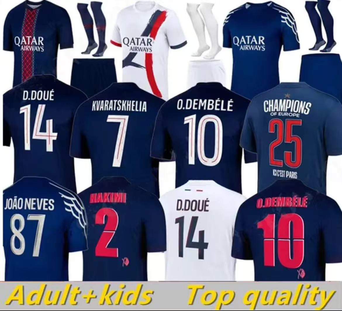 24 25 26 Maillot fourth Soccer Jerseys DEMBELE enfants 2025 football shirts Equipment uniforms VITINHA BARCOLA NEVES KVARATSKHELIA doue Long sleeves Ramos Hakimi