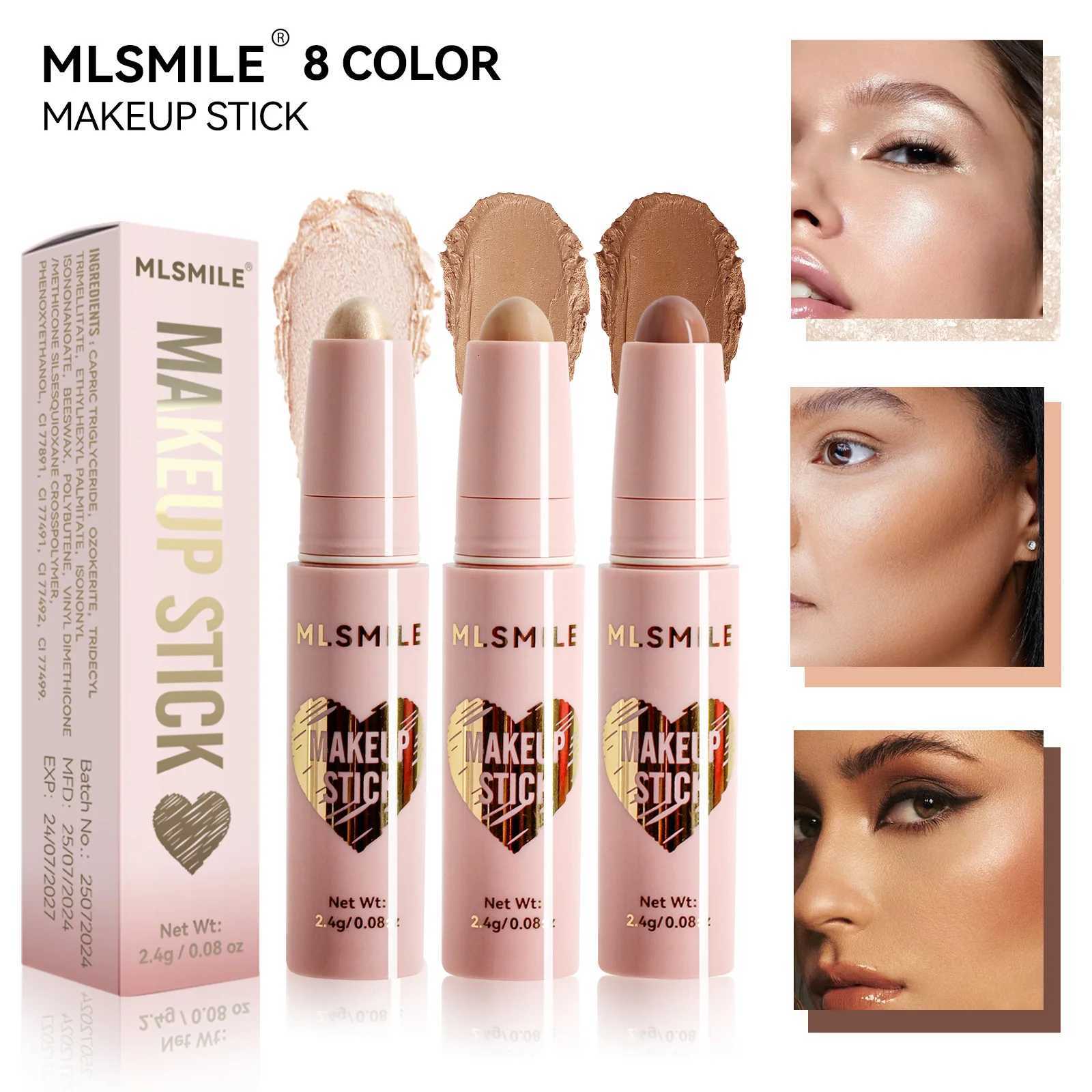 MLSMILE 8 Color High Gloss l Contouring Stick Face Brightening Sleeper Silkworm Pen Three-Dimensional Face Contour Shadow W250722