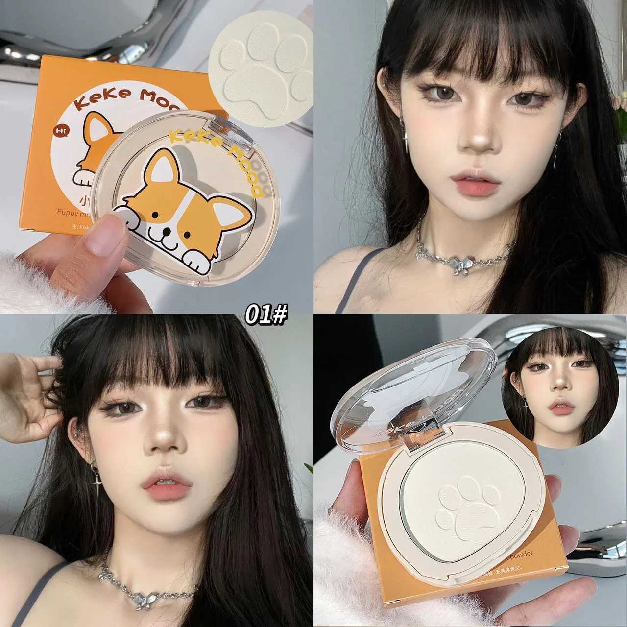 ute Claw Monochrome Highlights Powder Face Matte White Pink Ber Brightening Setting Powder Concealer Compact Makeup Palette W250722