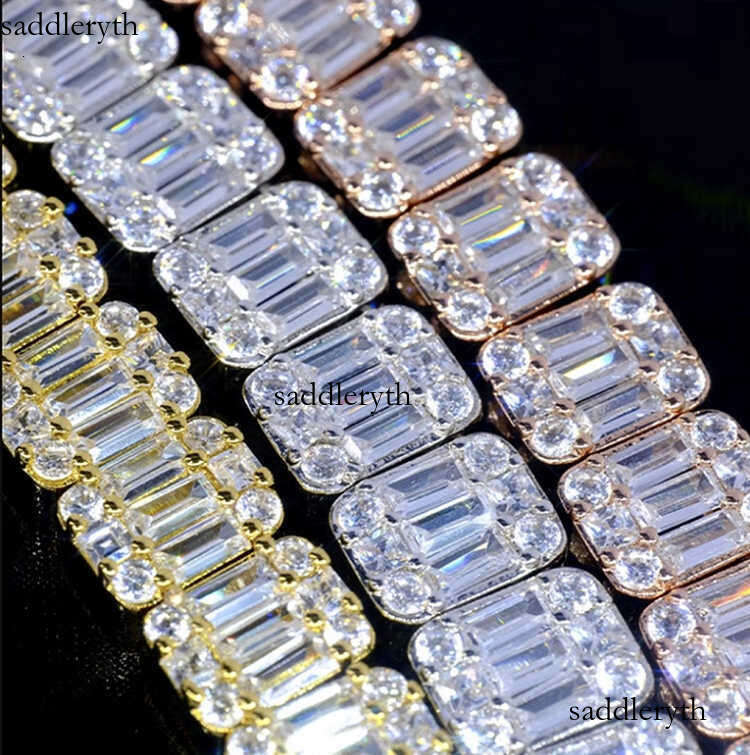 Yu Ying Hip Hop Jewelry Sterling Sier 9mm Width Vvs Baguette Moissanite Cuban Link Chain Necklace