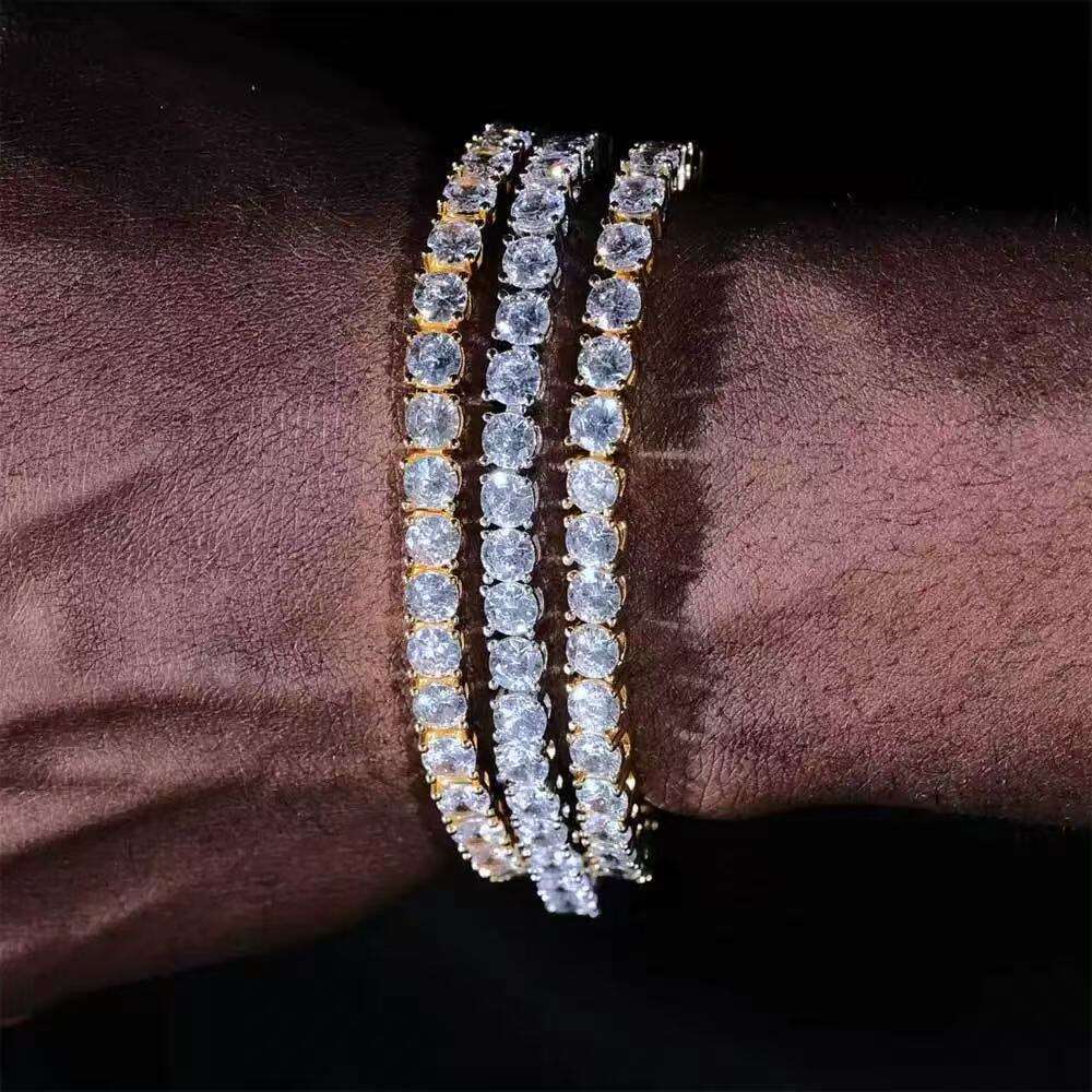 Hip Hop Jewelry Iced Out VVS1 D Color Mossanite Dia Necklace Real 4mm Moissanite Tennis 9K 10K 14K Solid Gold chainFree of charge delivery