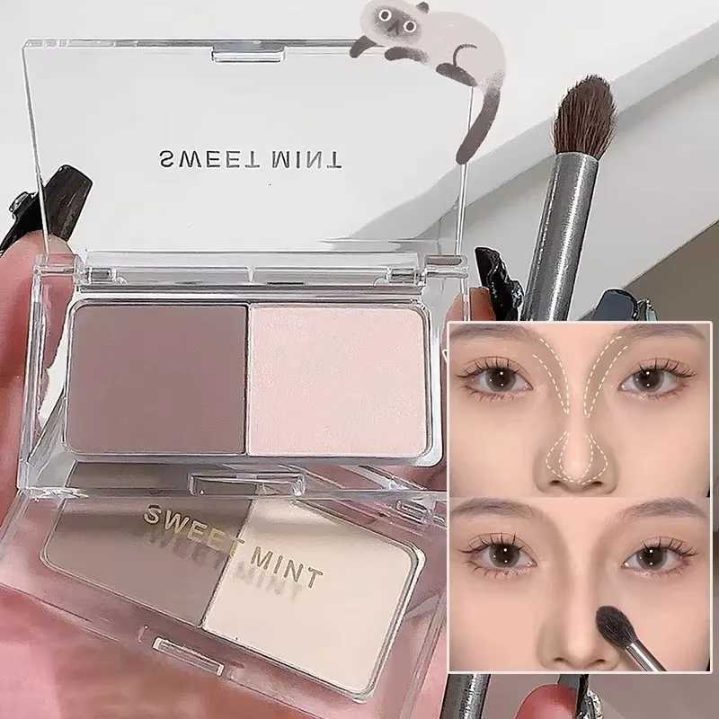 2 Color Tone Shading Shadow Powder Palette Contouring Highlighting Bronzer Brighten Contour Three-dimensional Nose Makeup Shading Palette W250722