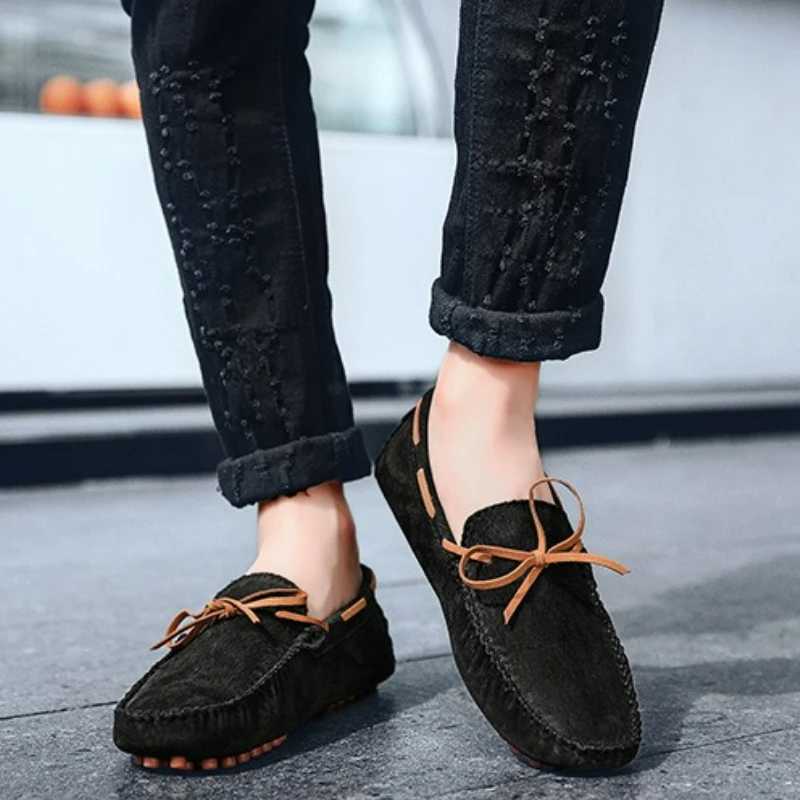 Mens Casual Shoes Suede Loafers Classic Leather Shoes Soft Driving Flats Luxury Moccasins Hot Slip on Men Shoes Plus Size 38-49 XJ250722