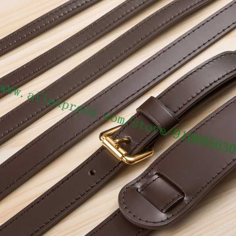 Coffee Glossy Calf Leather Bag Strap For Designer Women Handbag Lady Duffle Purse Shoulder Belt Replacement Adjustable 7 Sizes