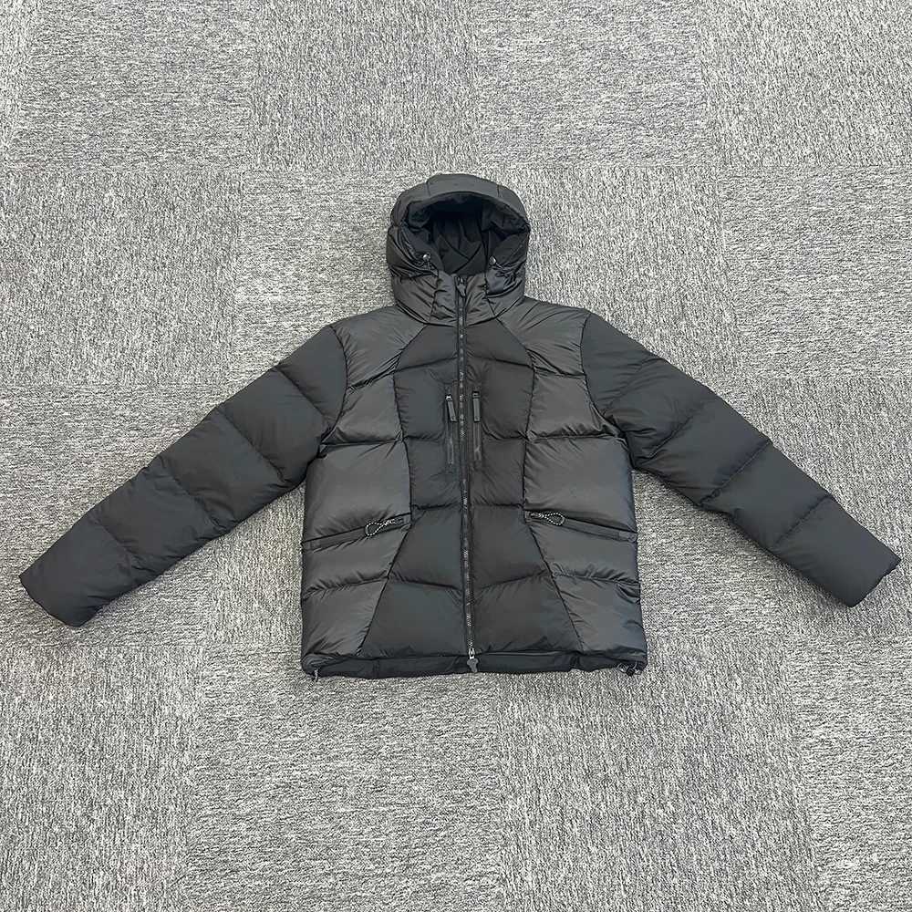 Wave Puffer Jacket Black Warm Mens Thick Winter Hoodie Casual Fashion Down Jacket Streetwear Clothing W250722