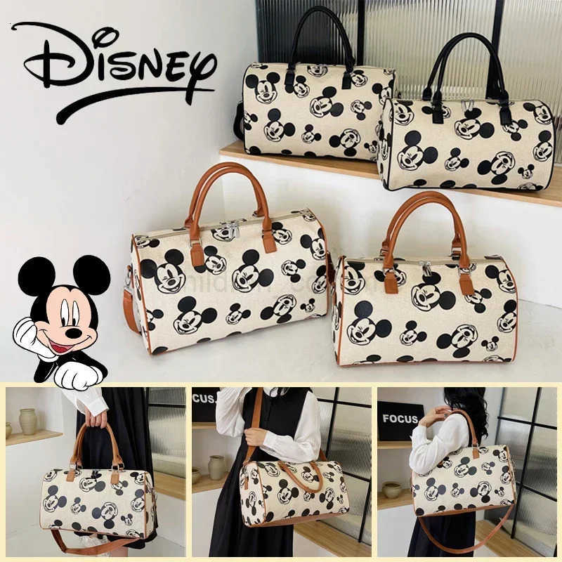 Disney Mickey Mouse Womens Cartoon Shoulder Bag Large Capacity Handbag Luggage Storage Travel Tote Multi Function Crossbody Bag W250722