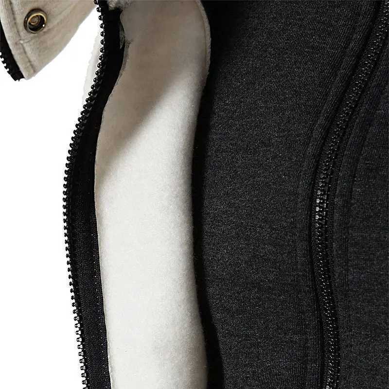 2023 Zipper Men Jackets Autumn Winter Casual Fleece Coats Bomber Jacket Scarf Collar Fashion Hooded Male Outerwear Slim Fit Hoodie W250722
