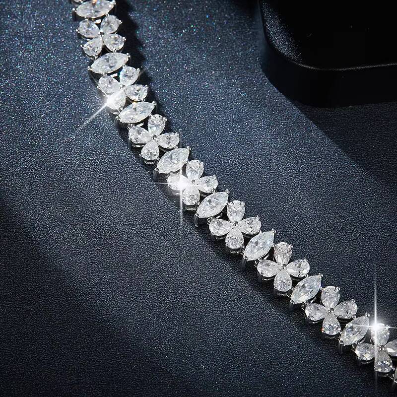 Ruizuan Luxury Jewelry Men Women Moissanite Sliver 925 Bracelet Diamond Jewelry Hand