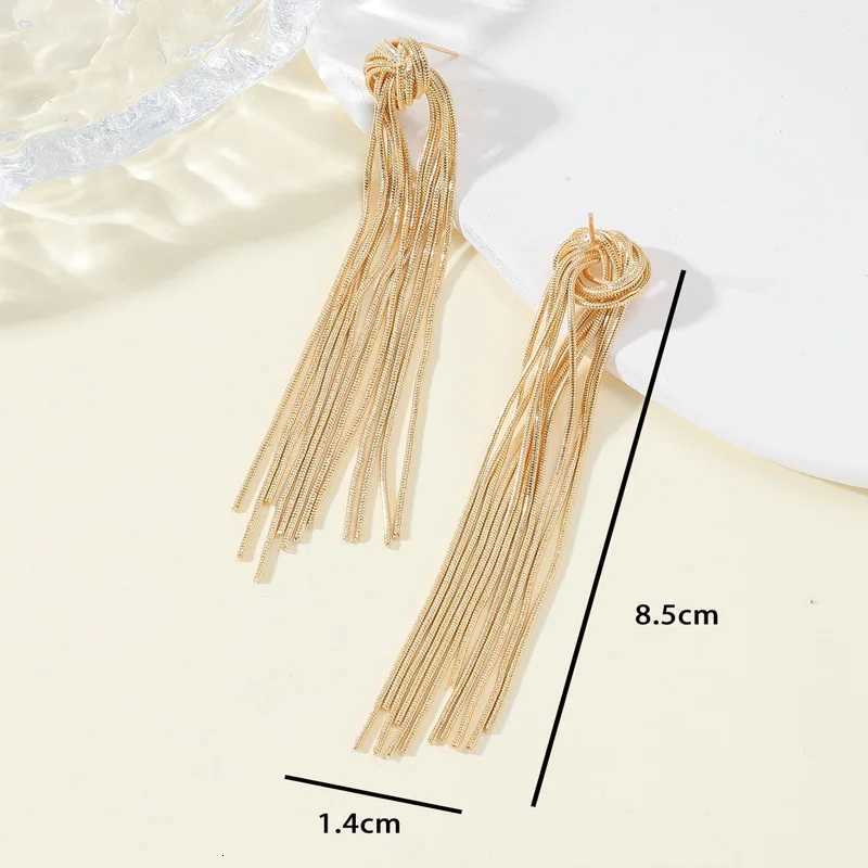 Exaggerate Luxury Long Tassel Earrings for Women Gold Color Geometric Chain Drop Earrings Statement Jewelry Accessories Gift XJ250722