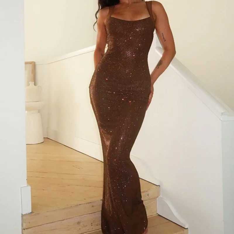Puloru Womens Glitter Sequin Dots Prom Dresses Mesh Patchwork Sleeveless Backless Bodycon Dress Party Cocktail Club Dresses XJ250722
