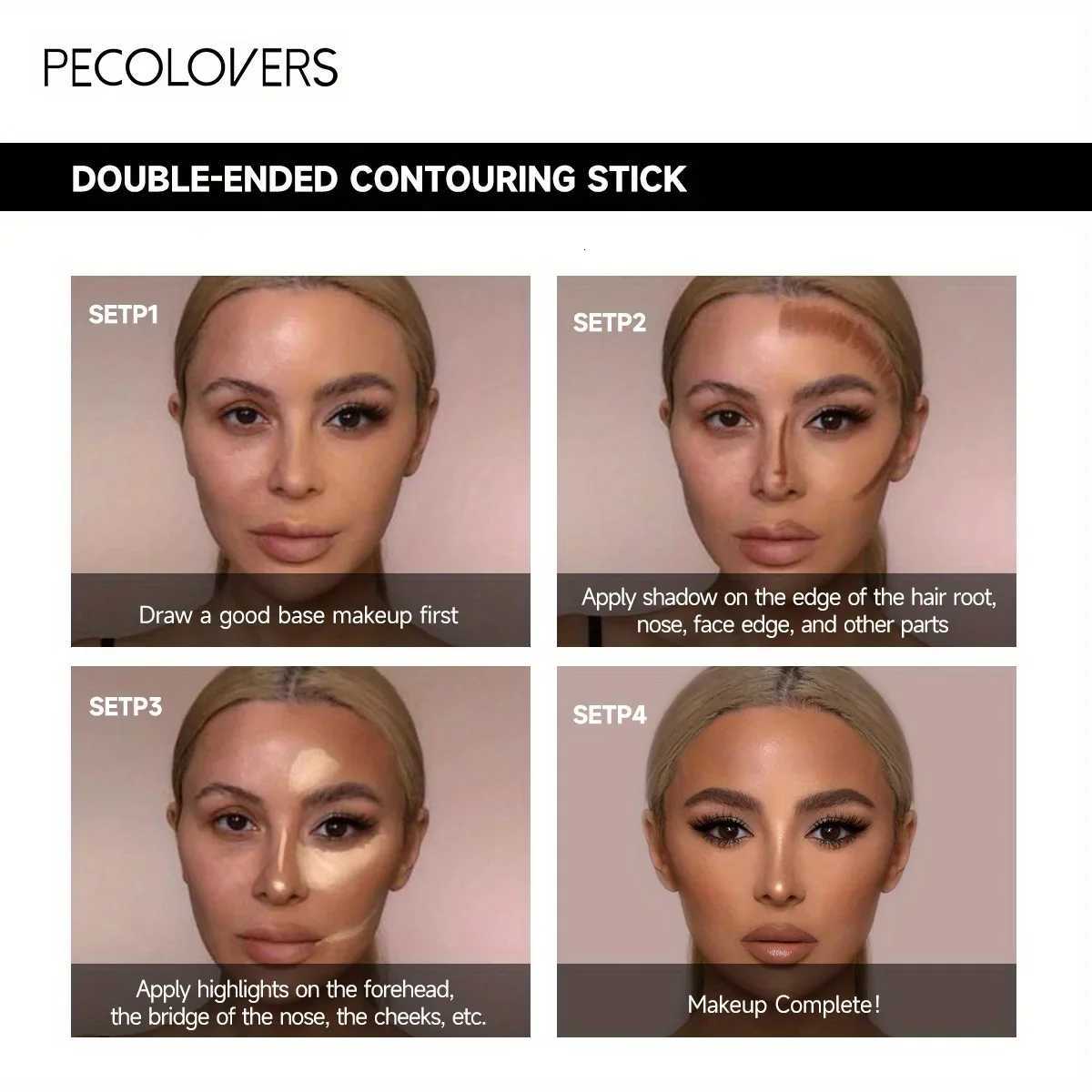 Double Head Highlight Pen Face Makeup Liquid Waterproof Contouring Foundation Contour Makeup Concealer Stick Pencil Cosmetics W250722