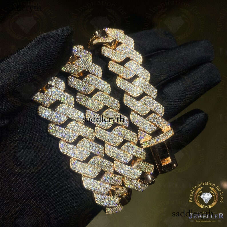 necklace moissanite designer jewelry cuban link chain Iced Out Pass Dia Tester vvs Moissanite Jewelry chains