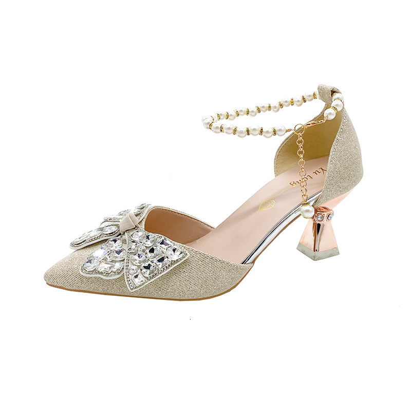 Luxury Brand Designer Shoes 2025 New Silver High Heels Fairy Style Coming-Of-Age Ceremony Crystal Shiny Single Shoes For Women Thin Heel Comfortable C