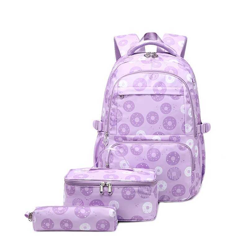 Large-Capacity Student Schoolbag Girls Lightweight Waterproof Backpack Cute Lightweight Simple Printed Three-Piece Backpack Y250722