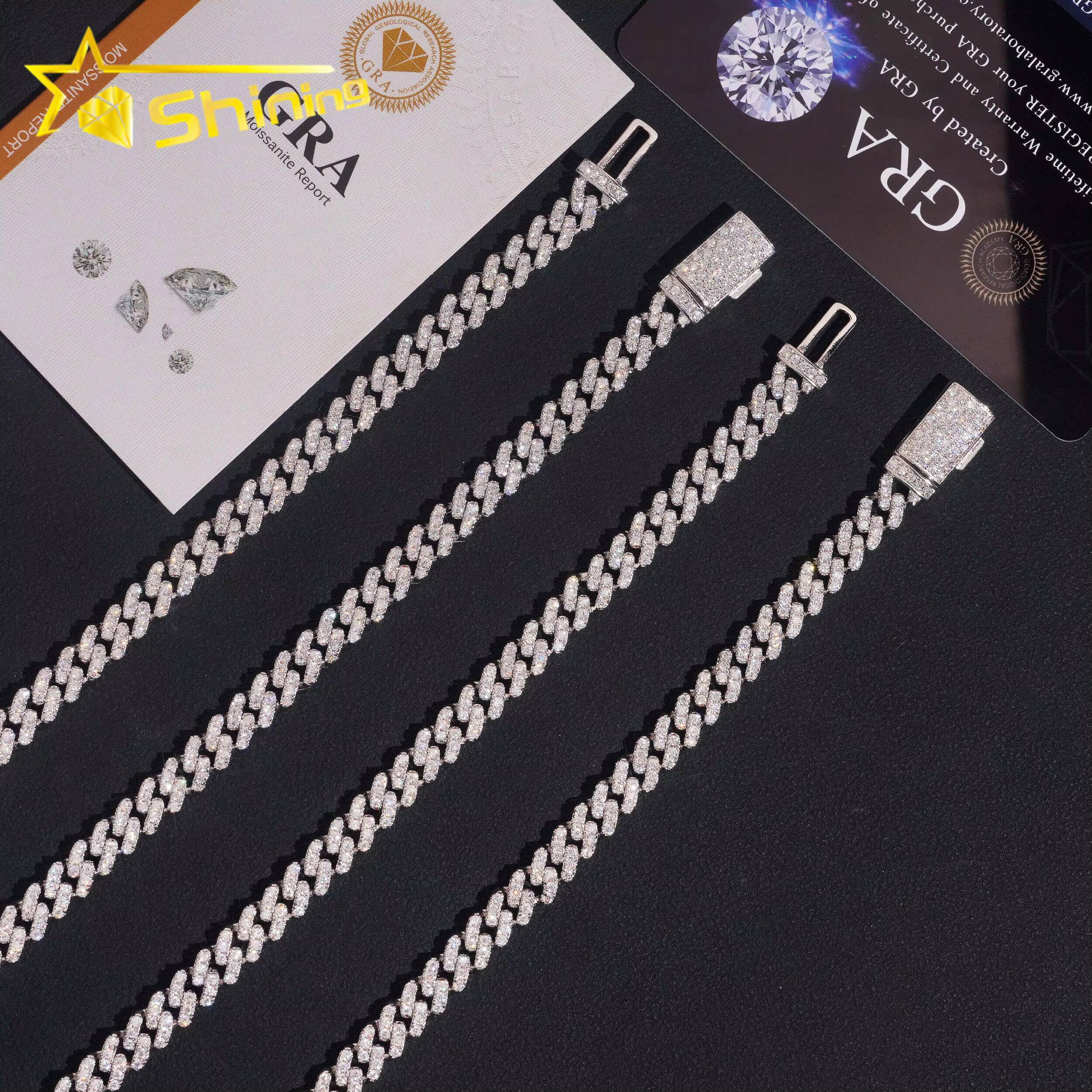 Hot Selling USA Warehouse Ready to Ship 6mm 925 Solid Silver Hip Hop Jewelry Iced Out VVS Diamond Cuban Link Chain Moissanite