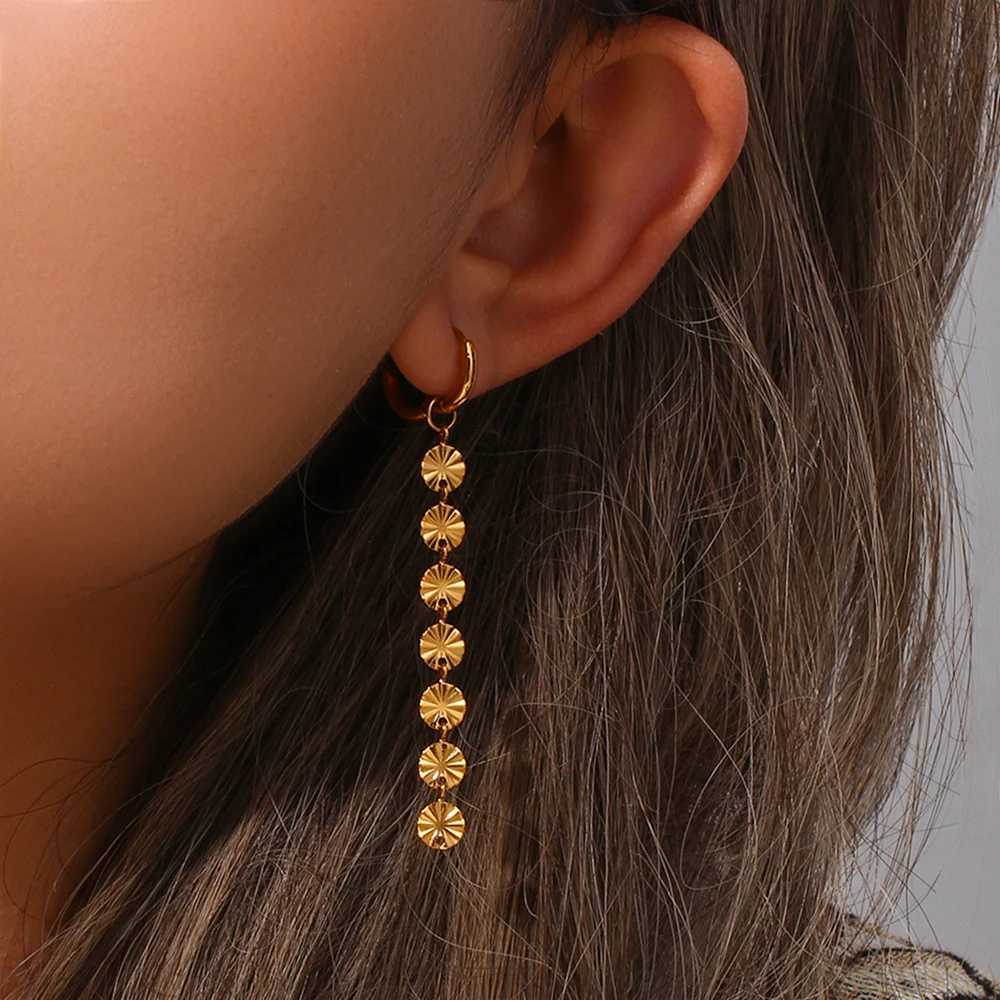 2022 18K Gold Plated Snowflake Long Tassel Earrings Waterproof Female Earrings for Women High Quality Stainless Steel Jewelry XJ250722