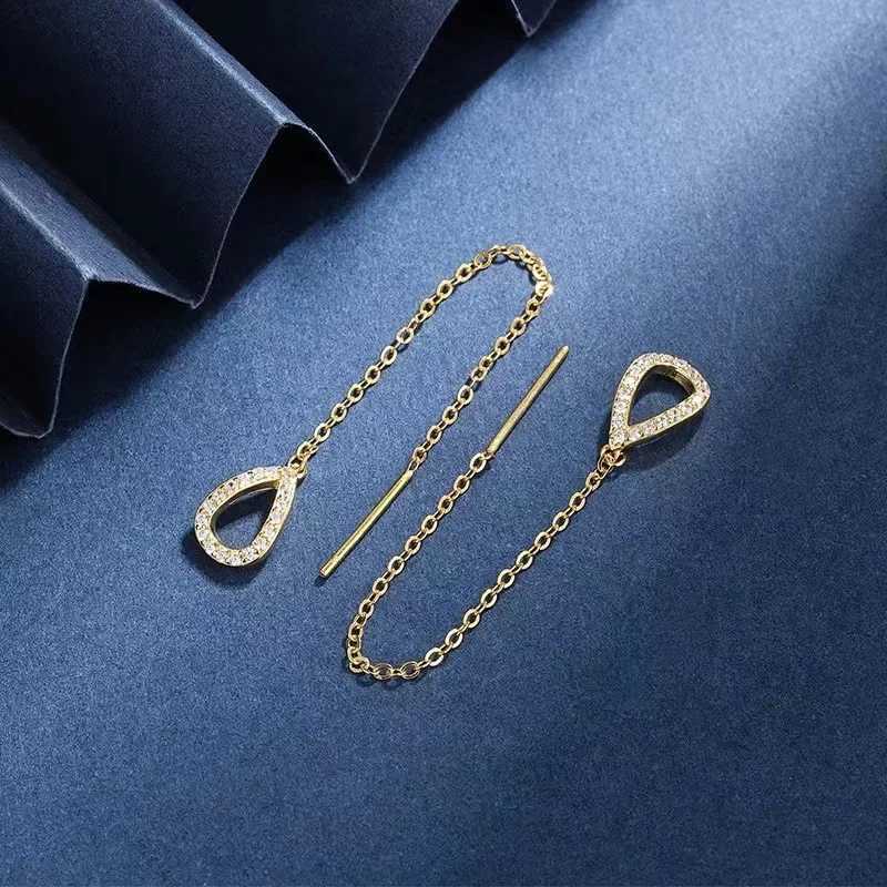 Drop Ear Line Long Hanging Earrings for Women Rose Gold Color Zircon Crystal Piercing Threader Earrings Ear Accessories Jewelry XJ250722