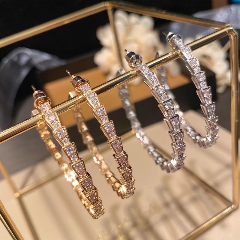 Silver - Tone Geometric - Hoop Earrings With Rhinestone Accents Edgy Party Jewelry And Gift For Her High Quality And Sparkling Jewelry