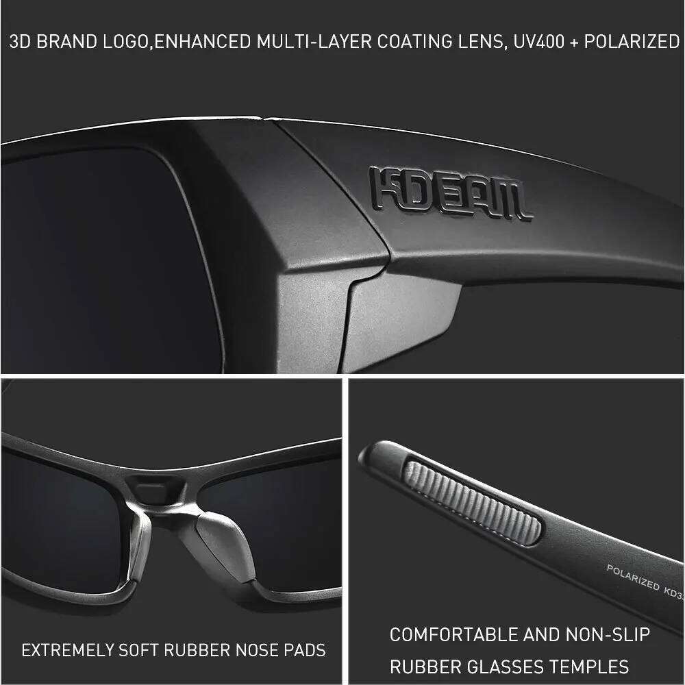 KDEAM Military Fans Rectangular Sunglasses for Men Cycling Sports Polarized Sun Glasses Women Colorful Fishing Driving Goggles