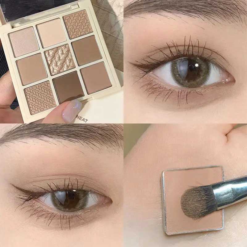 9 Color Eyeshadow Daily Makeup Brown Eyeshadow Palette Shimmer Matte Lasting Fine Shimmer Earth Color Eyeshadow Korean W250722