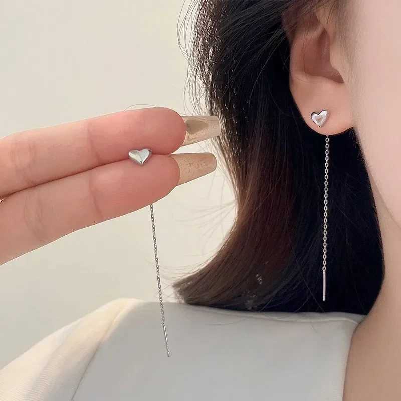 Long Tassel Heart Drop Earrings Gold Silver Color Hanging Women Earrings 2025 Korean Trend Earrings Fashion Party Jewelry Gift XJ250722