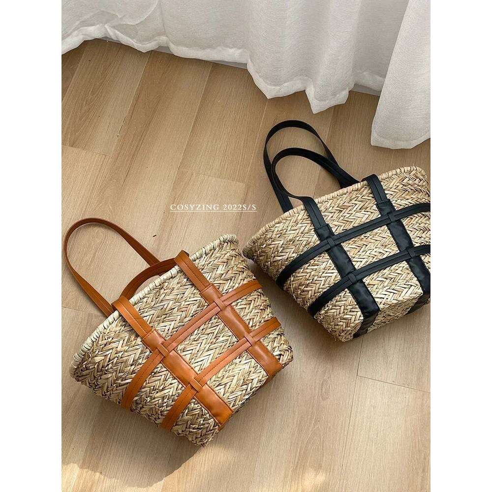 2022 Basket Summer Straw Fashion Beach Big Rattan Shoulder Bags Large Capacity Woven Bag Hand-Made Handbags City Bag