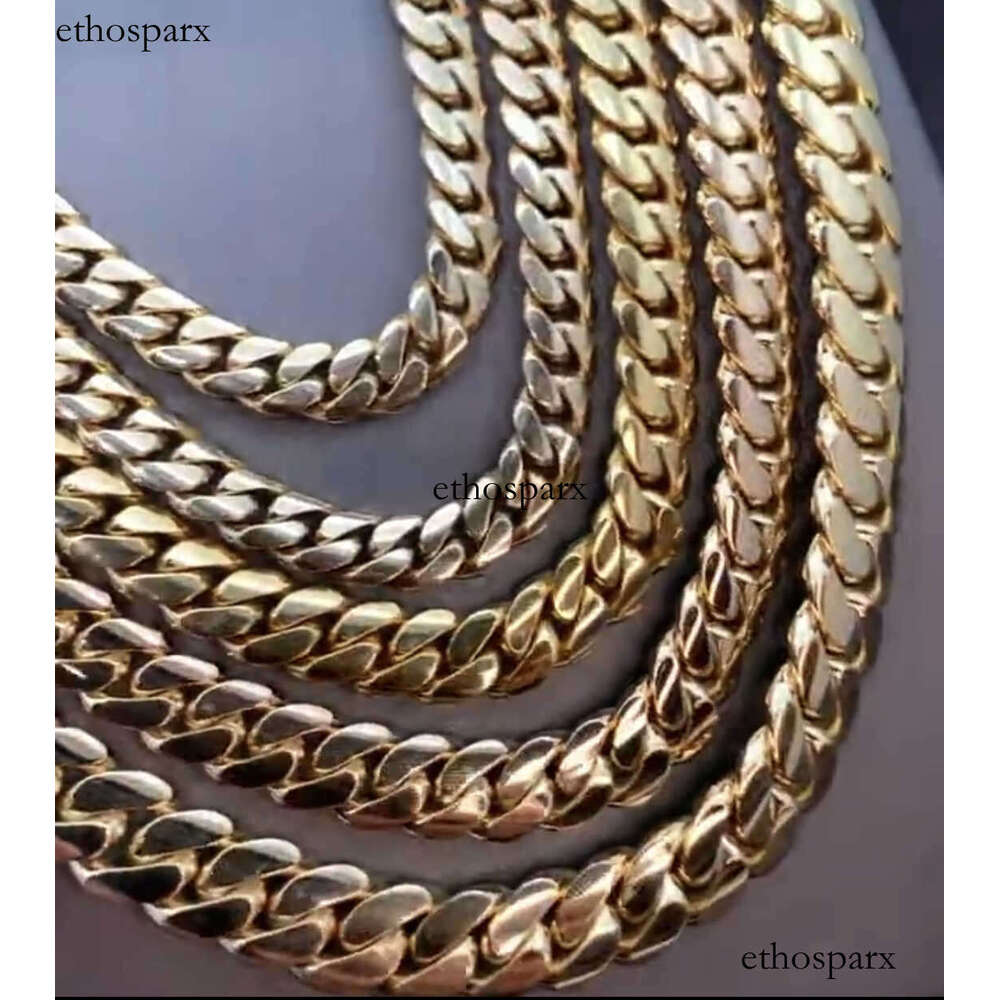 Solid Gold Chains Miami Cuban 10k 14k 18k Real 7mm 8mm 9mm 10mm 11mm 12mm Fedex Insured Shipping in North America