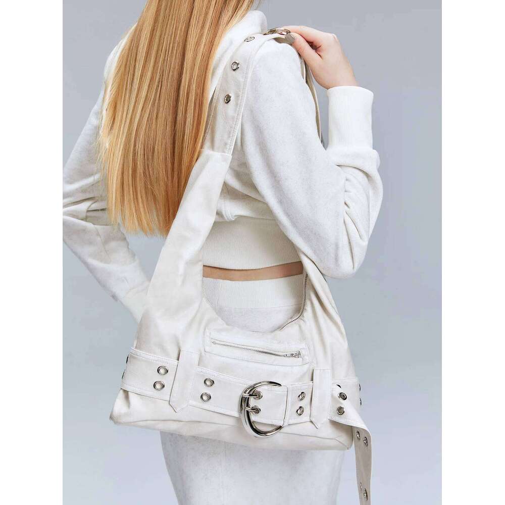 Belt buckle Women Designer Handbag And Purses PU Rivet Multiple Pockets Y2K Large Capacity Shoulder bags big totes