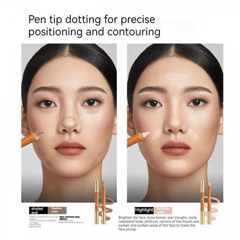 UTOFFICE Double-ended Shadow Pencil Grooming Crayon Refractive Light Shadow Contour Highlighter OOO Original Makeup Cosmetics W250722