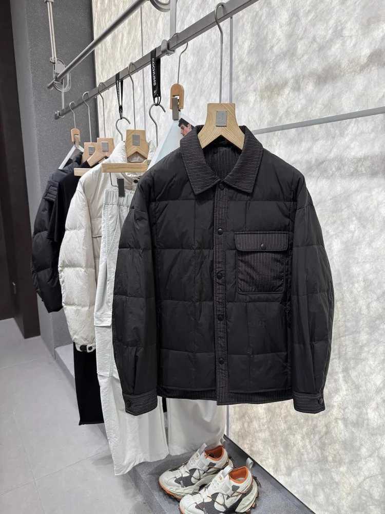Spliced Turndown Collar Winter Mens Down Coat Single Breasted High Street Outerwear Long Sleeve Loose Fit Warm Casual Jacket W250722