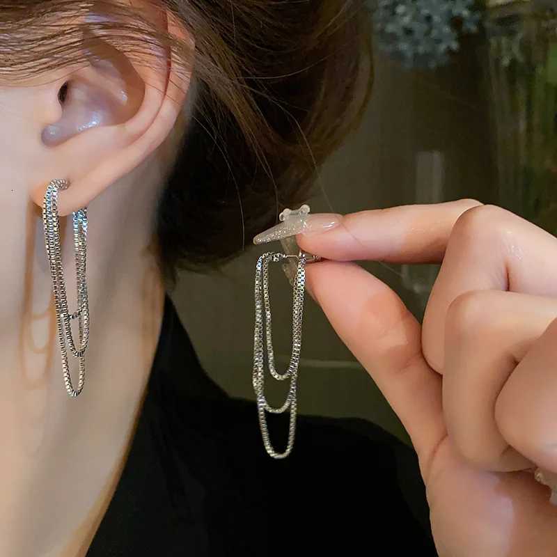 Silver Color Multi-Layer Chain Earrings Long Tassel Piercing Trend Copper Drop Earrings Female Ear Accessories GiftsXJ250722