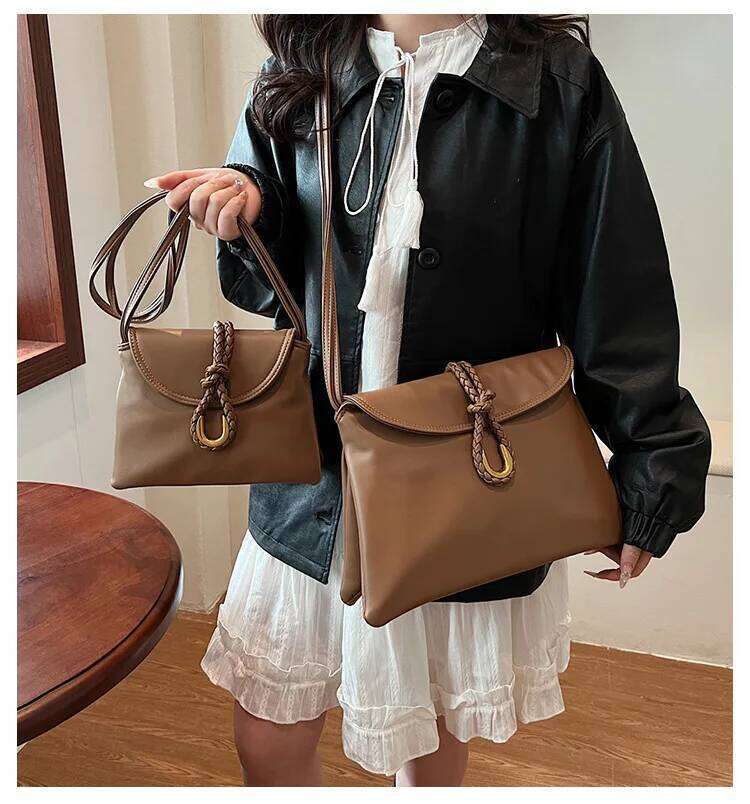 New Classic Fashion Shoulder High-End Soft PU Commuter Bag, Large-Capacity Textured Women's Messenger Bag