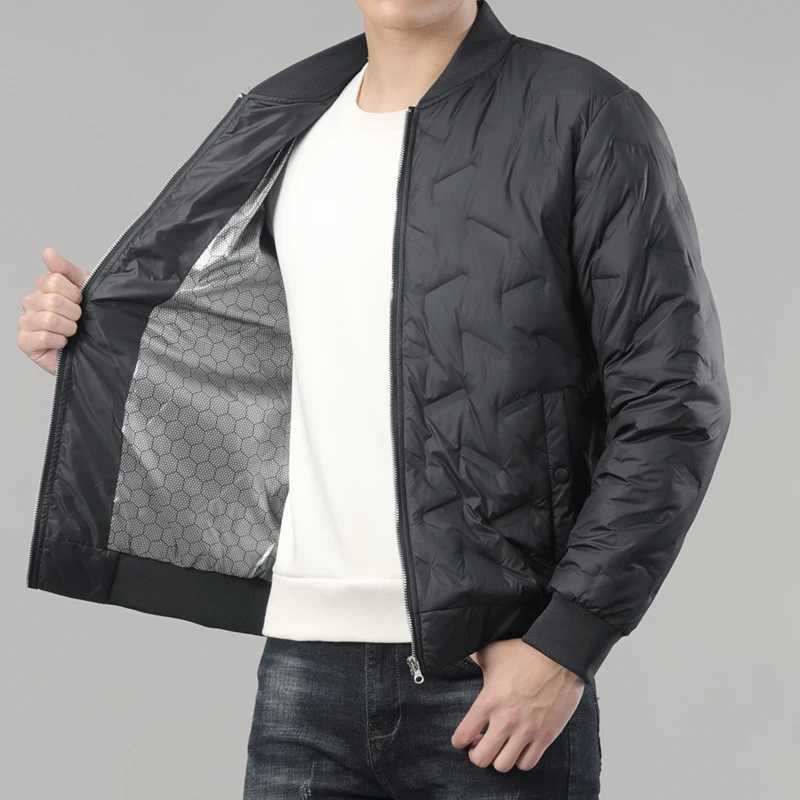 Winter Mens Down Jacket Business Casual Stand Collar Windbreaker White Duck Down Padded Lightweight Puffer Coat Large Size 8XL W250722