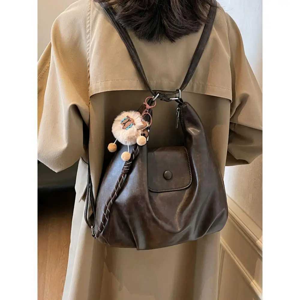 Retro Large Capacity Tote Bag for Women 2025 New PU Waterproof Multi-Functional Shoulder Backpack Shoulder Bag XJ250704