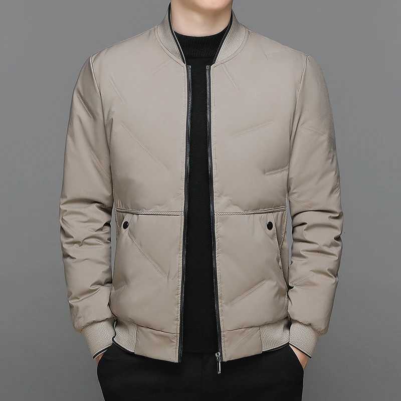 New Mens Fashionable Versatile Down Coat Korean Version Winter Casual Thick and Warm 80 White Duck Down Baseball Collar Jacket W250722