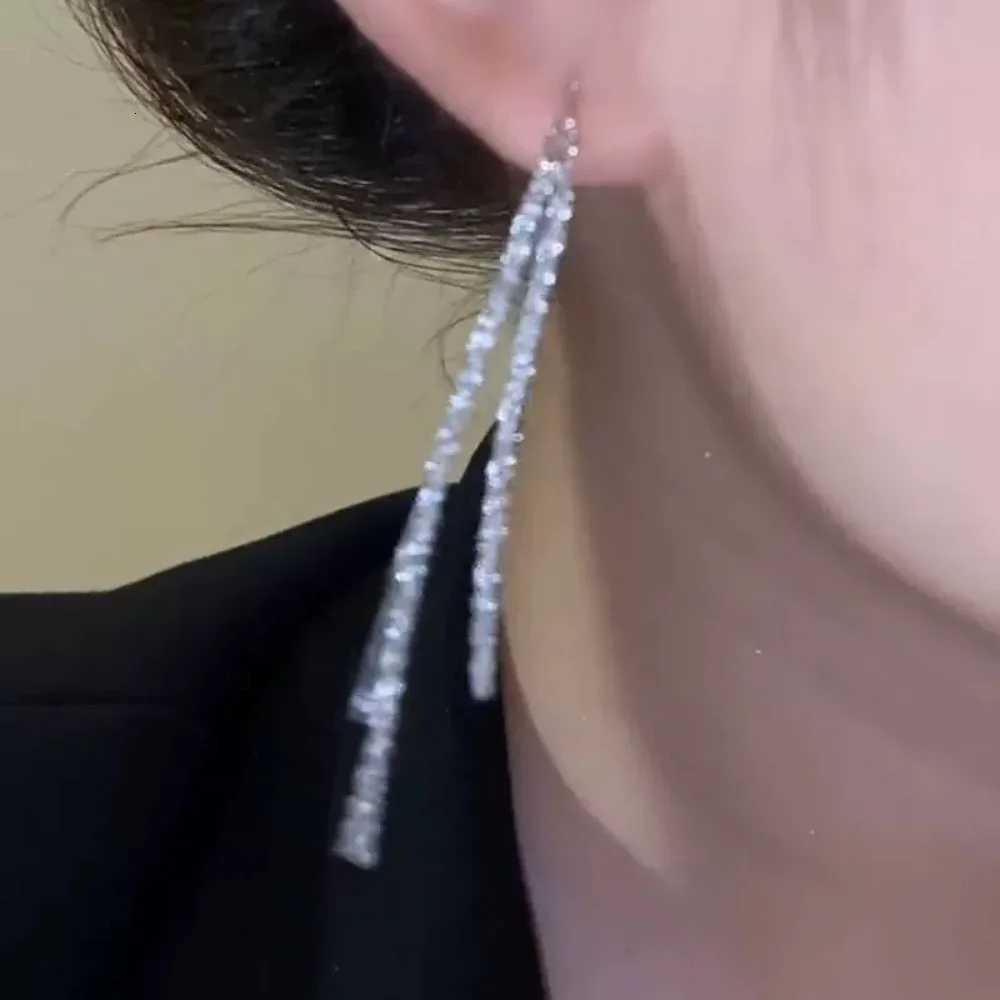 Classic Fashion Long Tassels Shiny Silver Color Drop Dangle Earrings for Women Luxury Wedding Bride Korea Earring Jewelry Gifts XJ250722