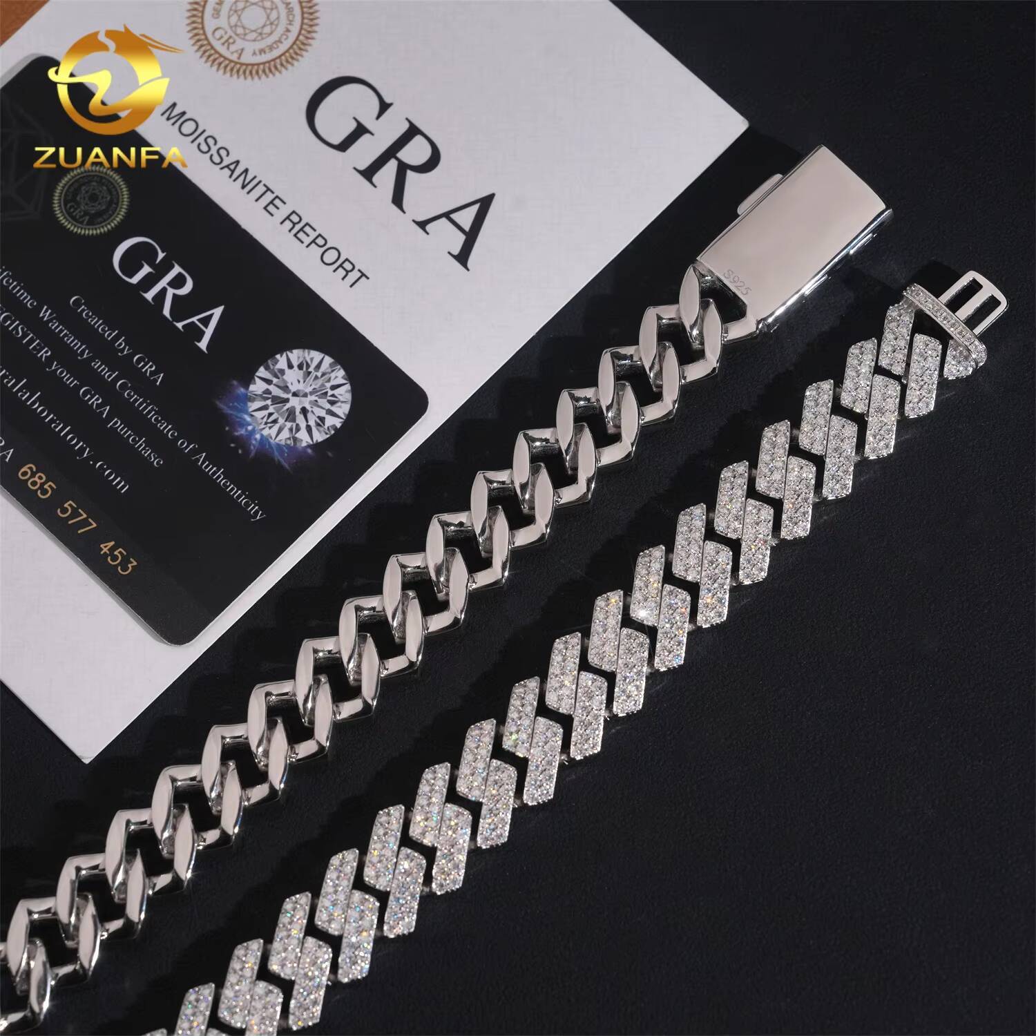 Luxury Free Engraving S925 Silver VVS Lab Moissanite Diamond 16mm Miami Hip Hop Fine Jewelry Men Necklace Cuban Link Chain